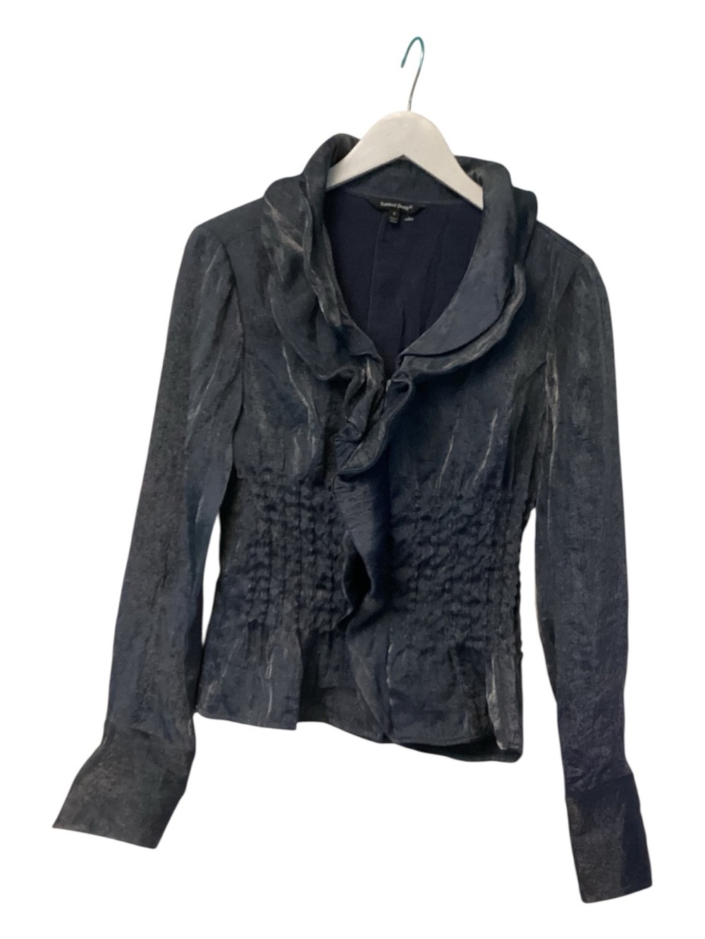 Samuel Dong Metallic Taffeta Stretch Ruffled Jacket